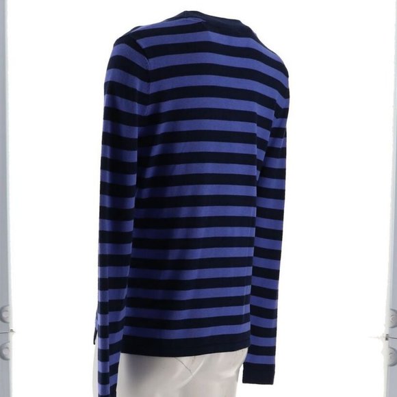 NWT ISAAC MIZRAHI SINGLE BUTTON STRIPED CARDIGAN SWEATER DARK NAVY LARGE - Picture 6 of 13